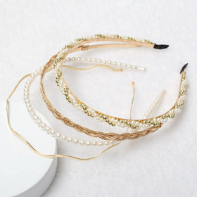 naibirdr thin gold metal headband closeup adds subtle shine without weight