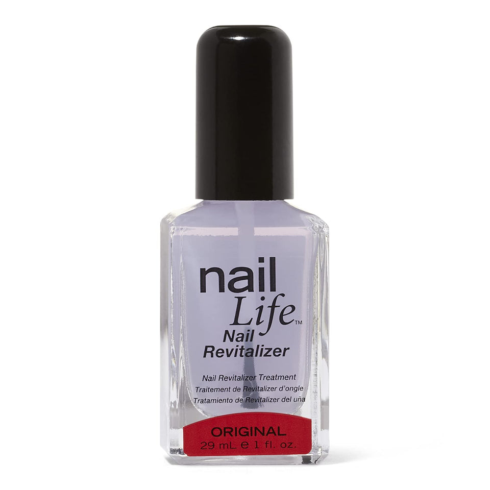 NAIL LIFE front packaging showing bottle and applicator, highlights repair benefit