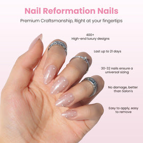 Nail Reformation close-up of polka dot design highlighting crisp detail