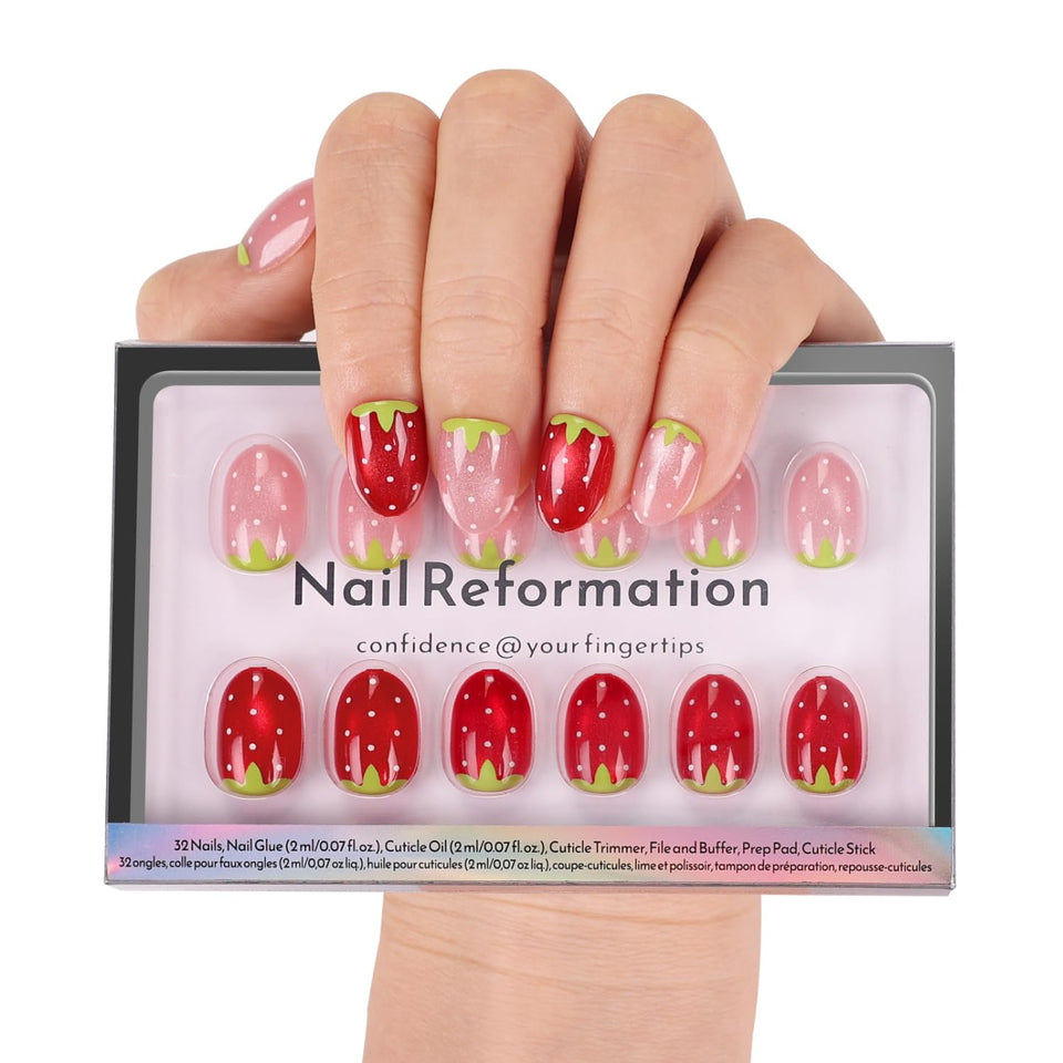 Nail Reformation front packaging showing Strawberry Candy kit and contents