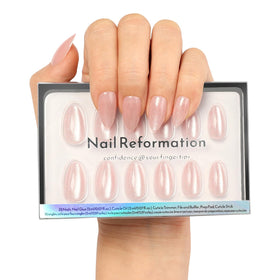 Nail Reformation front packaging showing 32-piece kit and soft pink nails benefit instant salon look