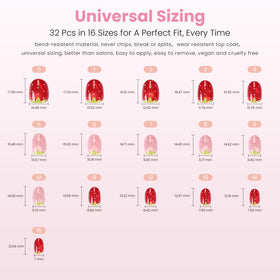 Nail Reformation 32 nails in 16 sizes layout for precise sizing