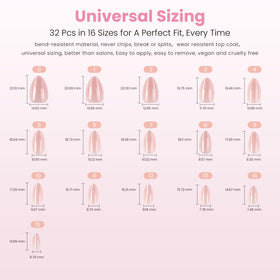 Nail Reformation layout of 16 sizes with nails organized for easy size selection and perfect match