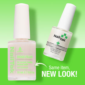 Nail Tek bottle closeup with brush showing smooth application
