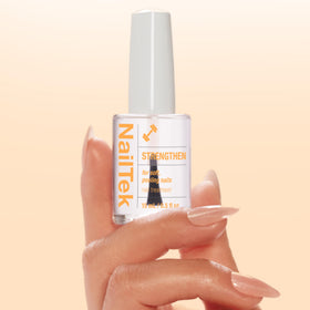 Nail Tek being applied to a fingernail demonstrating protective coverage benefit