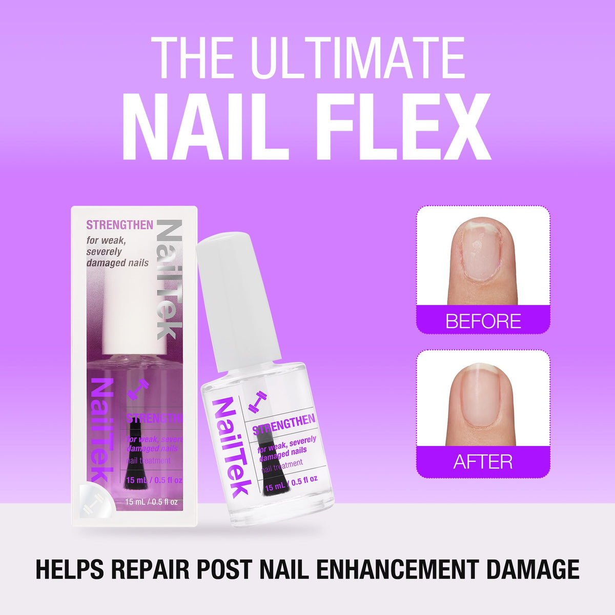 Nail Tek being applied to a fingernail to strengthen and smooth surface