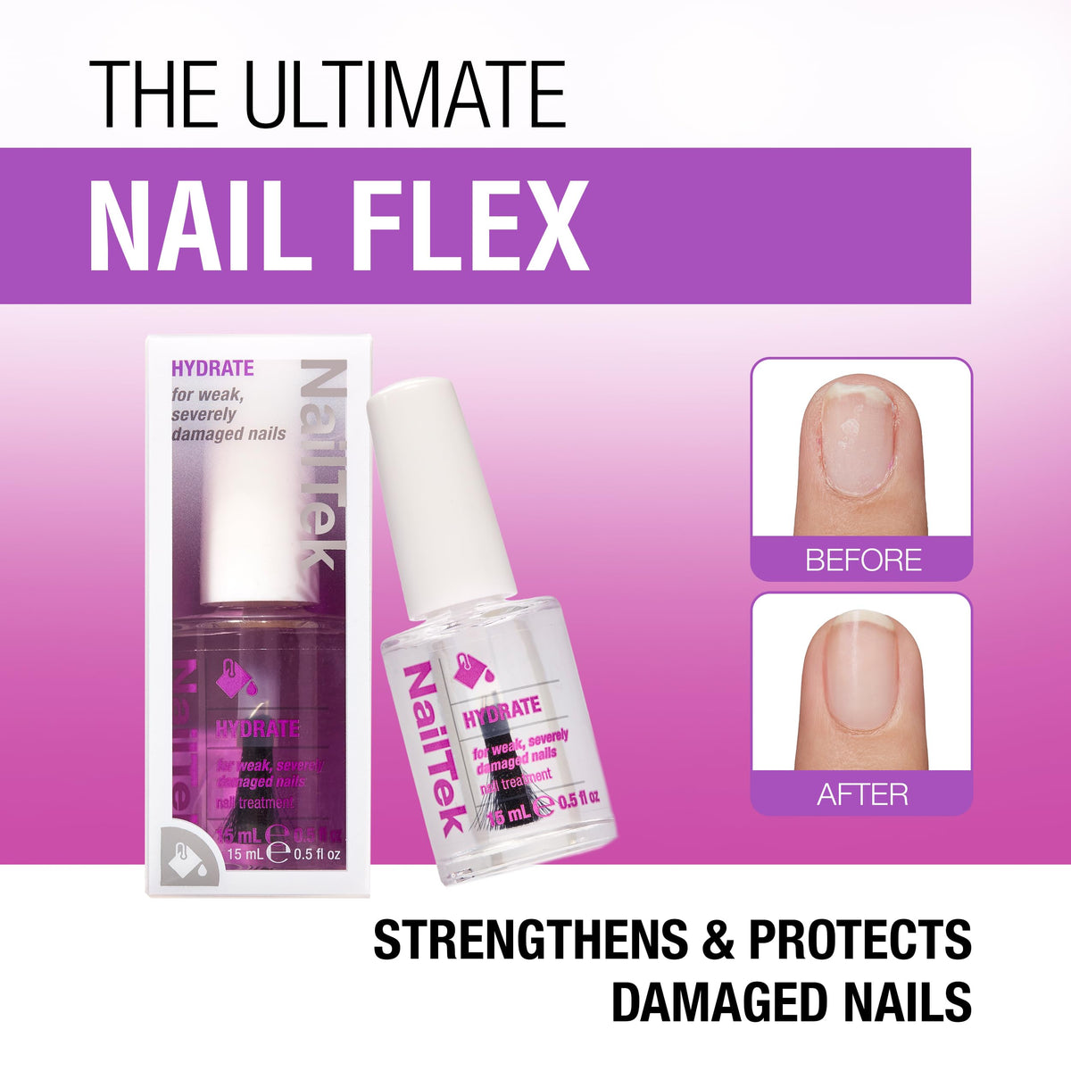 Nail Tek applied on fingernail showing improved smoothness and hydration
