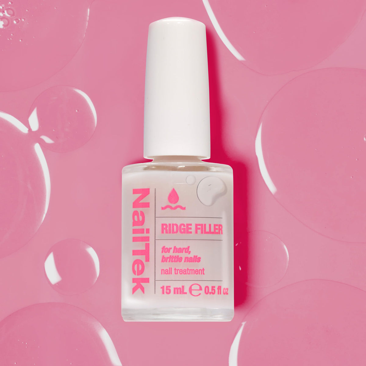 Product label close-up listing ingredients and conditioning benefits for nails