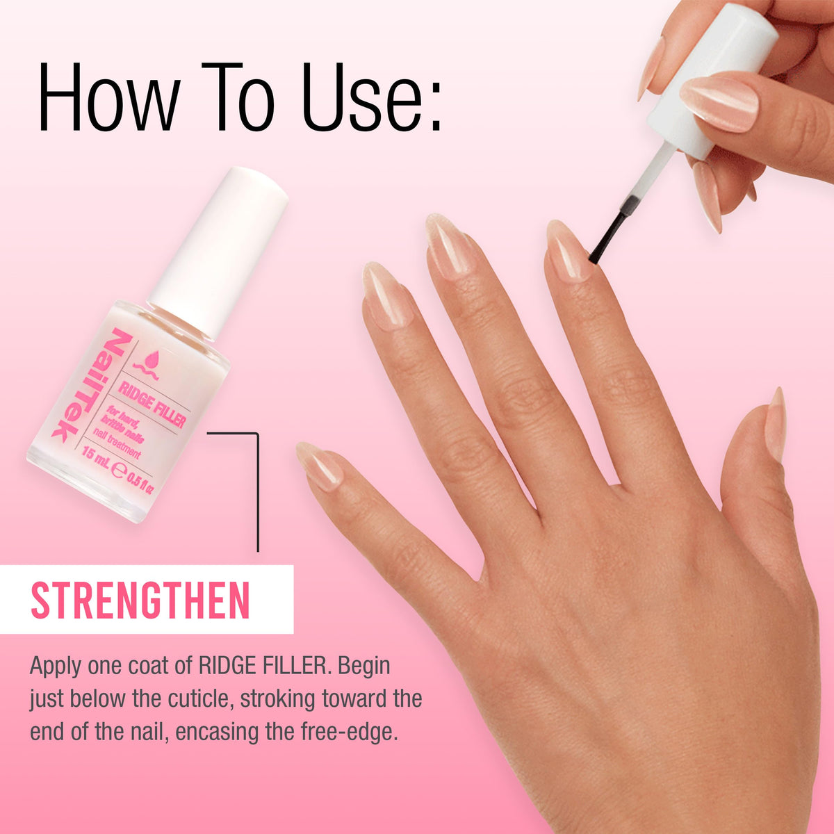 Nail Tek applied under polish showing improved adhesion and color payoff benefit