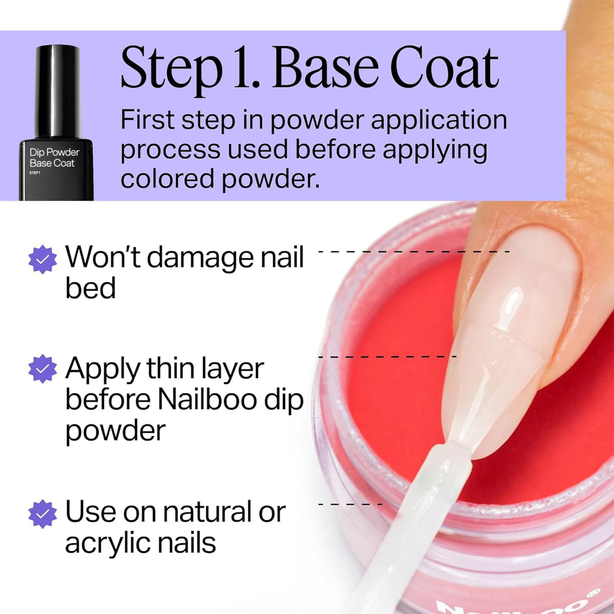 Nailboo Activator being brushed on to harden dip powder quickly