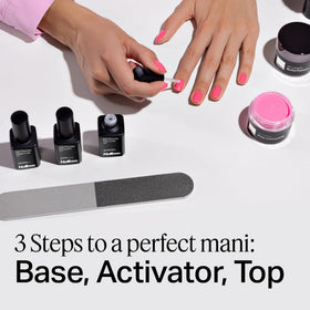Nailboo Base Coat applied to nail tip demonstrating strong adhesion
