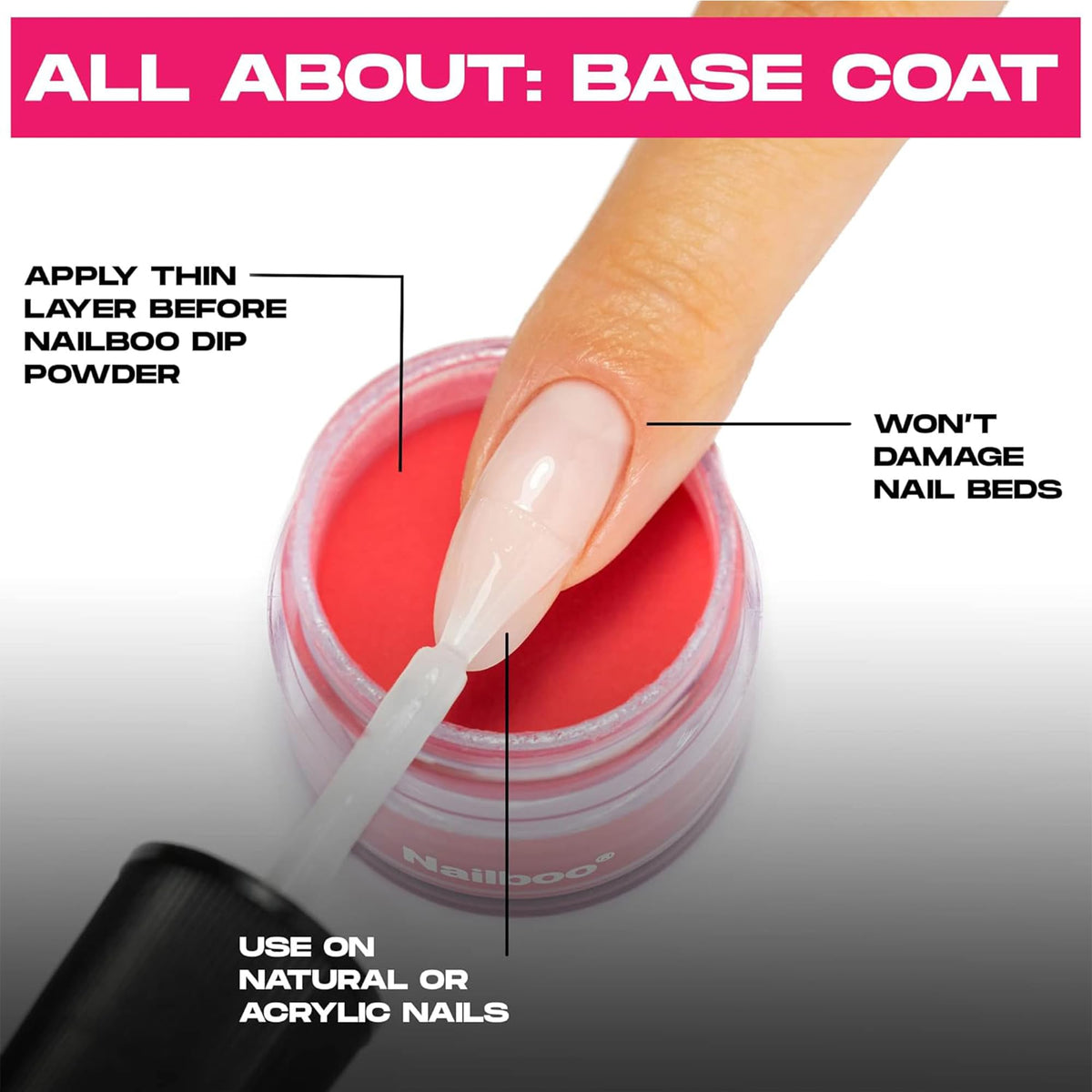 Nailboo side label showing product details and usage benefits