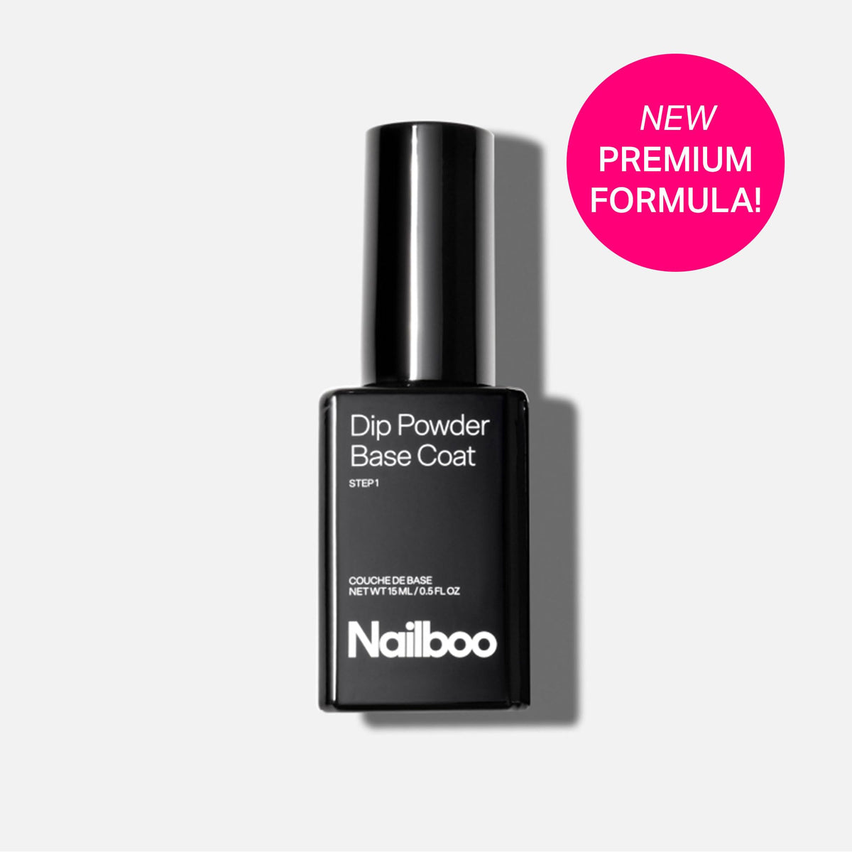 Nailboo base coat with cap open and drop forming, easy application