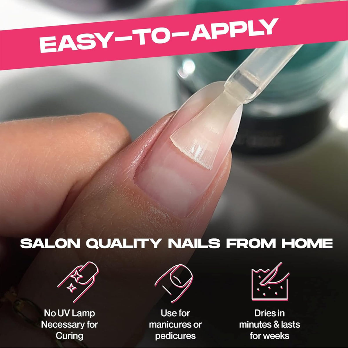 Nailboo bottle with acetone and cotton showing easy removal method