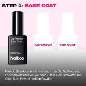 Nailboo base coat staged with color powders for customizable manicures