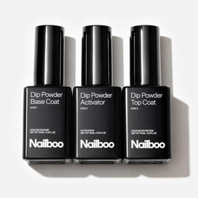 Nailboo front packaging showing three 0.5 oz bottles and benefits