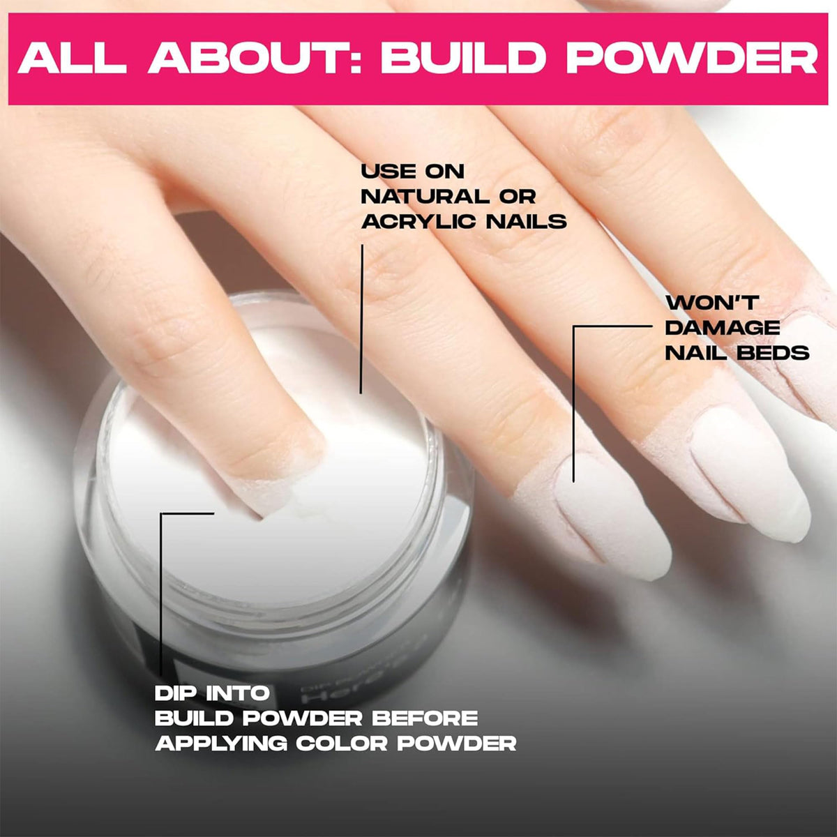 Nailboo powder texture close-up, ultra-fine grain for smooth application