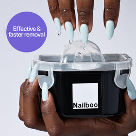 Nailboo bottle next to ruler showing 16 fl oz scale for value and size