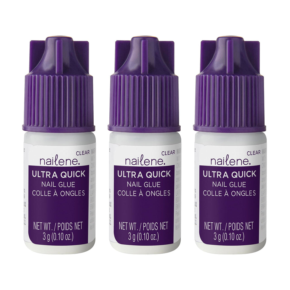 Nailene front packaging showing three clear glue bottles and brand
