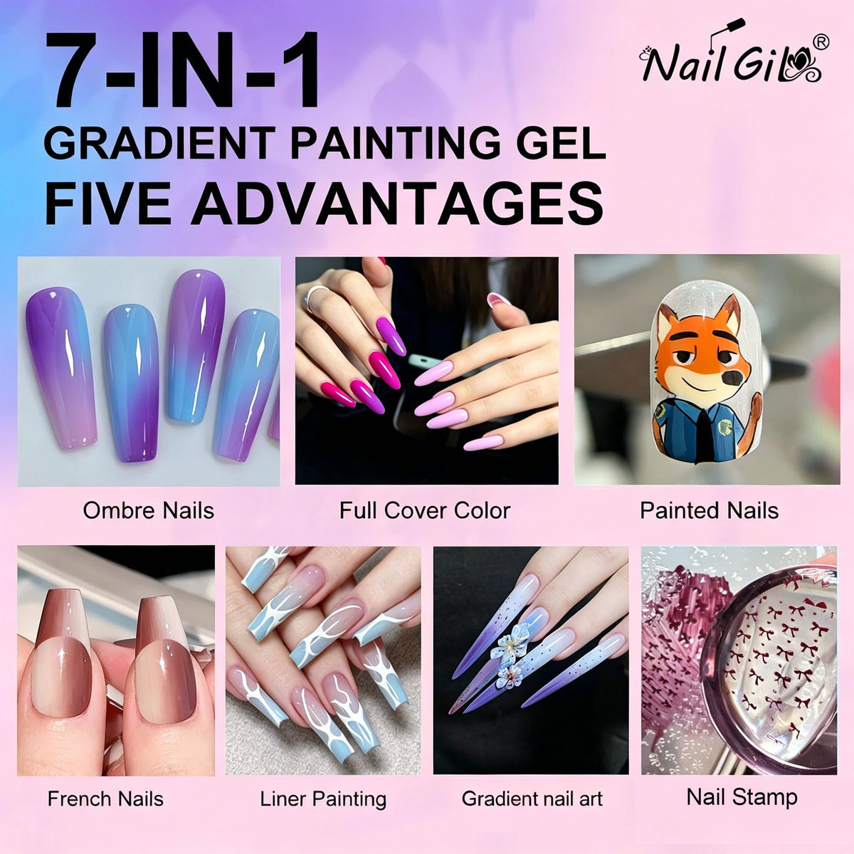 NAIL GIL sponge pen and 20 sponges included for quick gradient application