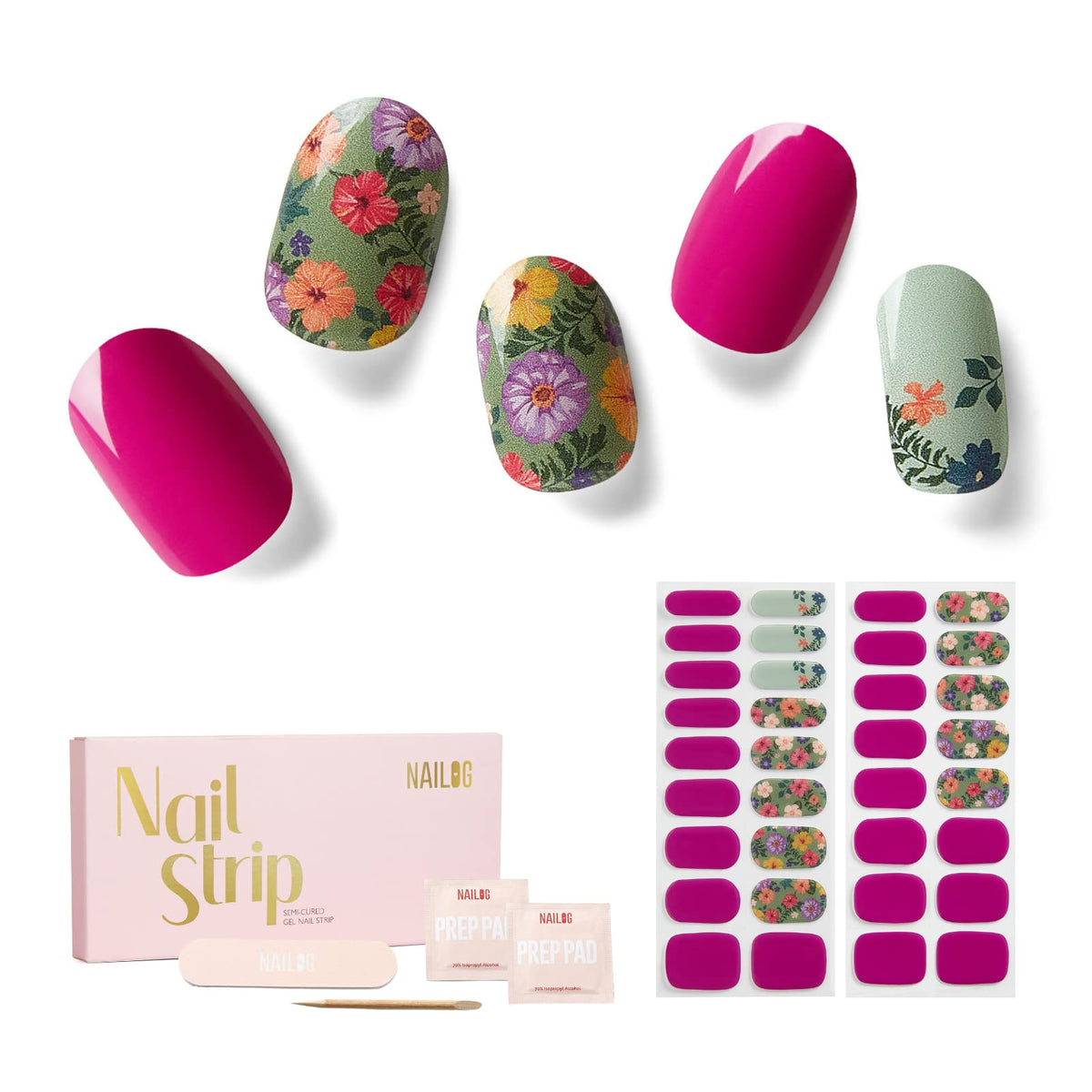 NAILOG front packaging showing Retro Jungle design and kit contents