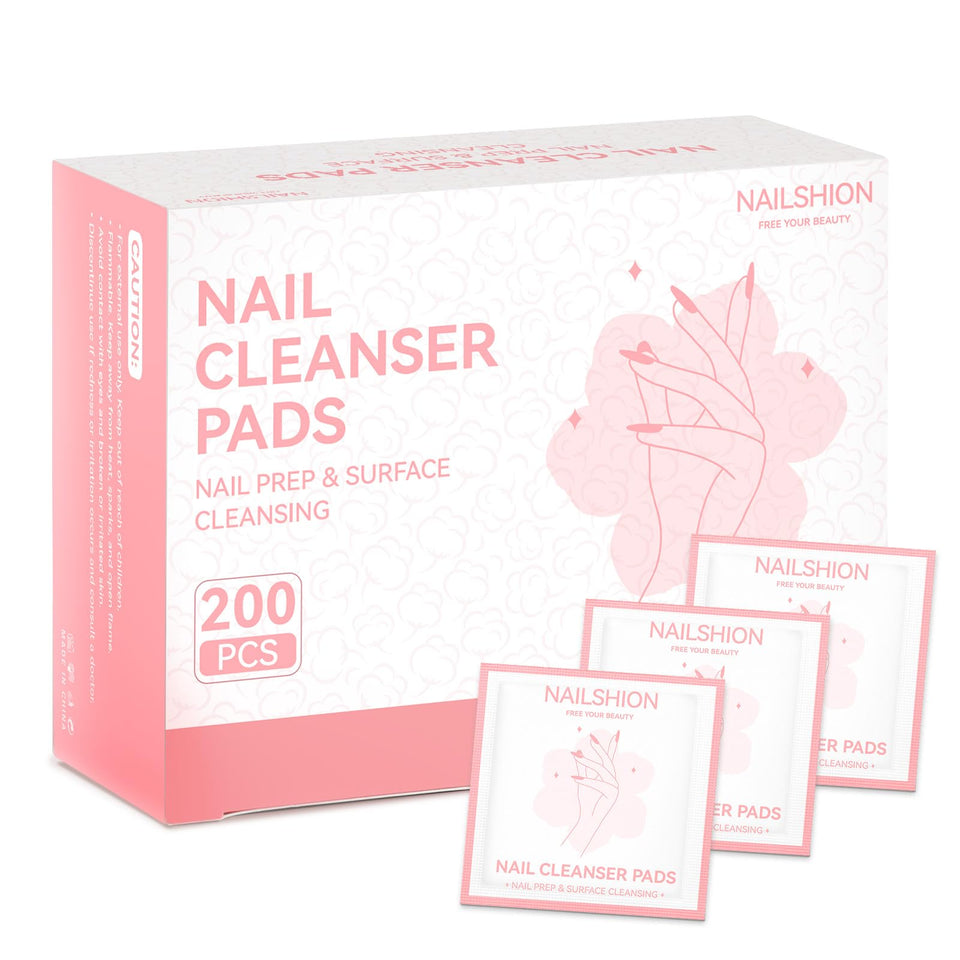 Nailshion front packaging showing 200 sealed pads and clear branding for convenience