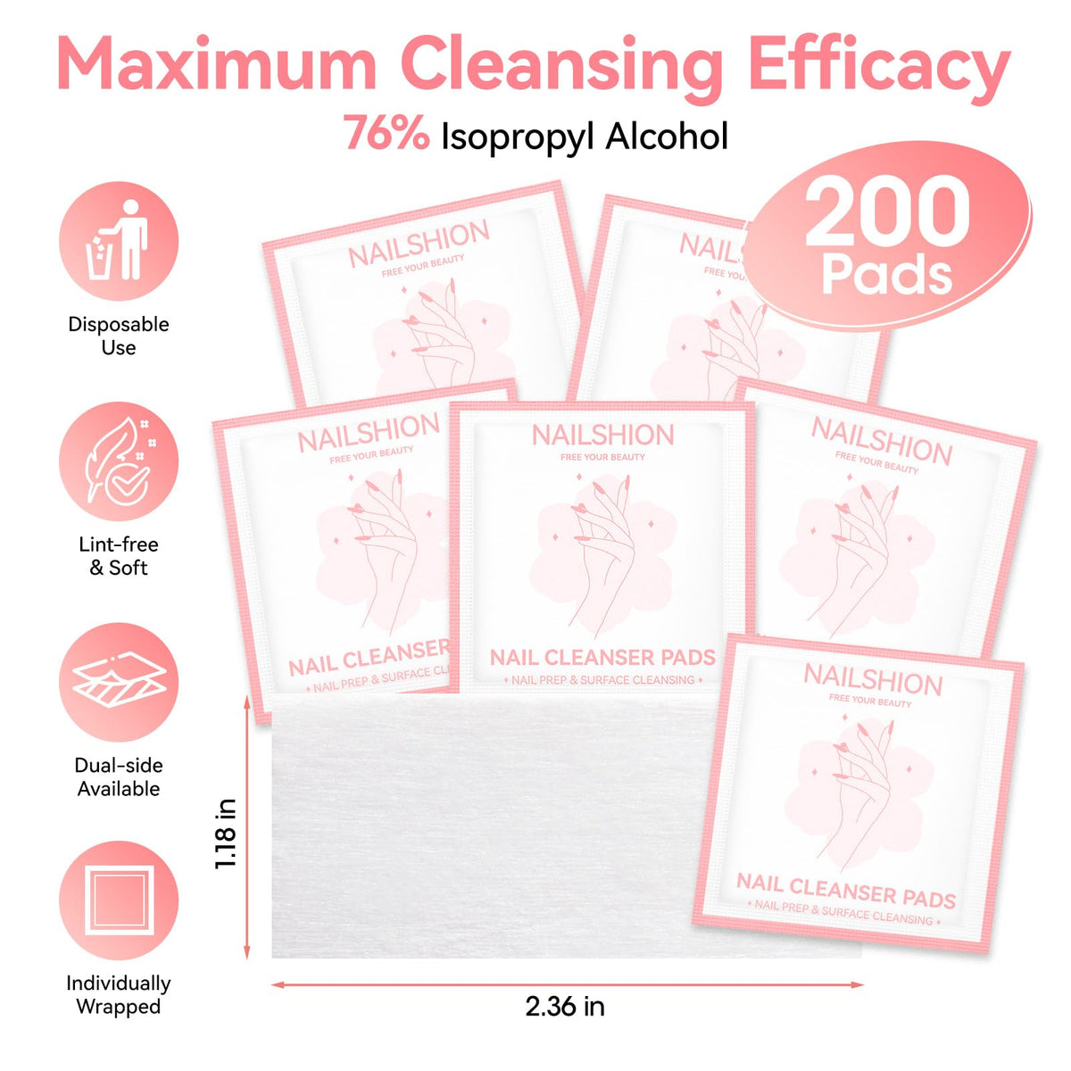 Nailshion individual wipe unwrapped displayed to show size and single-use hygiene benefit