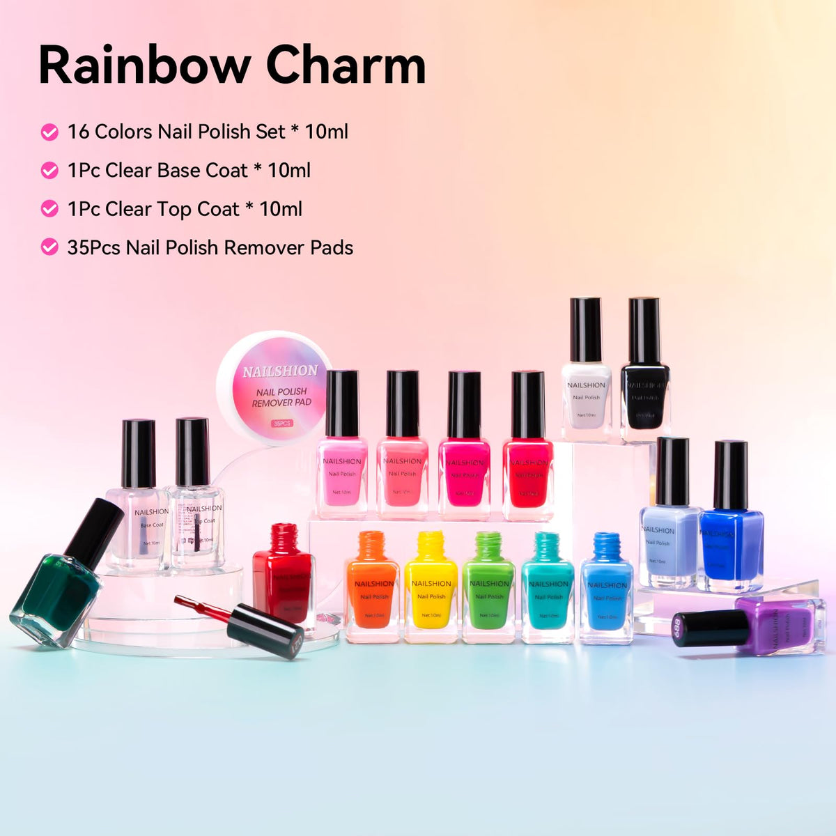 Nailshion polish application in use on nails demonstrating beginner-friendly brush