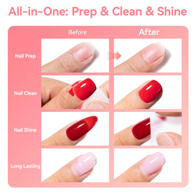 Pad wiping away tacky layer from cured gel with Nailshion for a glossy finish