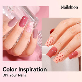 Nailshion swatch lineup on nails displaying neutral shades for versatile wear