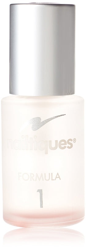 Nailtiques Formula 1 bottle front showing label and compact size, promotes nail strength