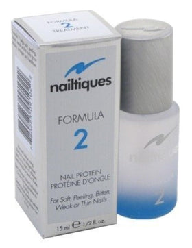 Nailtiques Formula 2 front pack showing three bottles and clear benefits