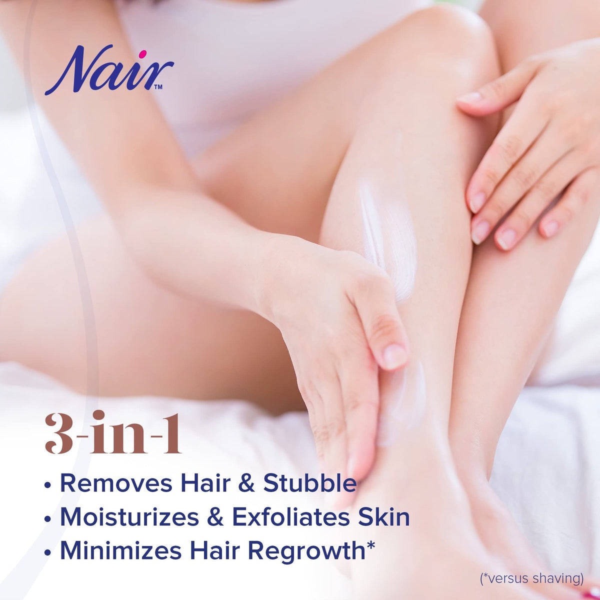 Close-up clay texture of Nair leg mask highlighting natural clay exfoliation power