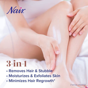 Close-up clay texture of Nair leg mask highlighting natural clay exfoliation power