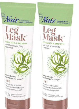 Nair leg mask front packaging showing two 8 ounce tubes and product benefits