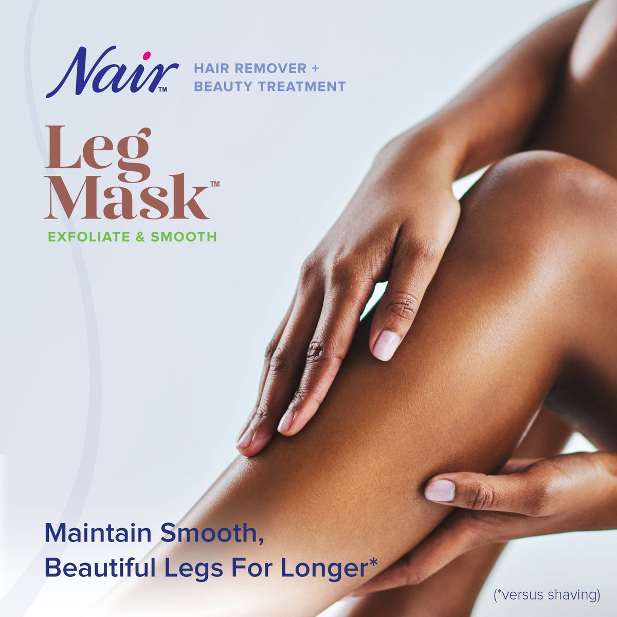Seaweed and clay ingredient layout showing Nair leg mask natural components