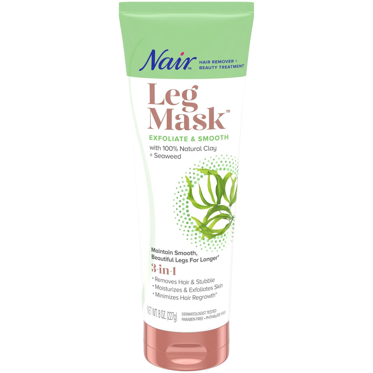 Bathroom lifestyle scene with Nair leg mask staged for a self-care routine