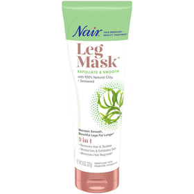 Bathroom lifestyle scene with Nair leg mask staged for a self-care routine