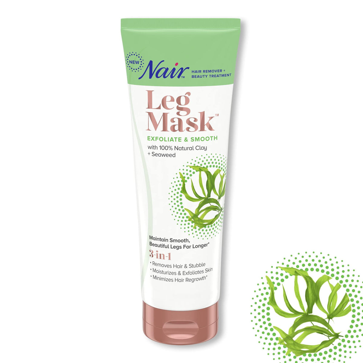 Rinsing Nair leg mask off in sink revealing smooth, clean skin after treatment