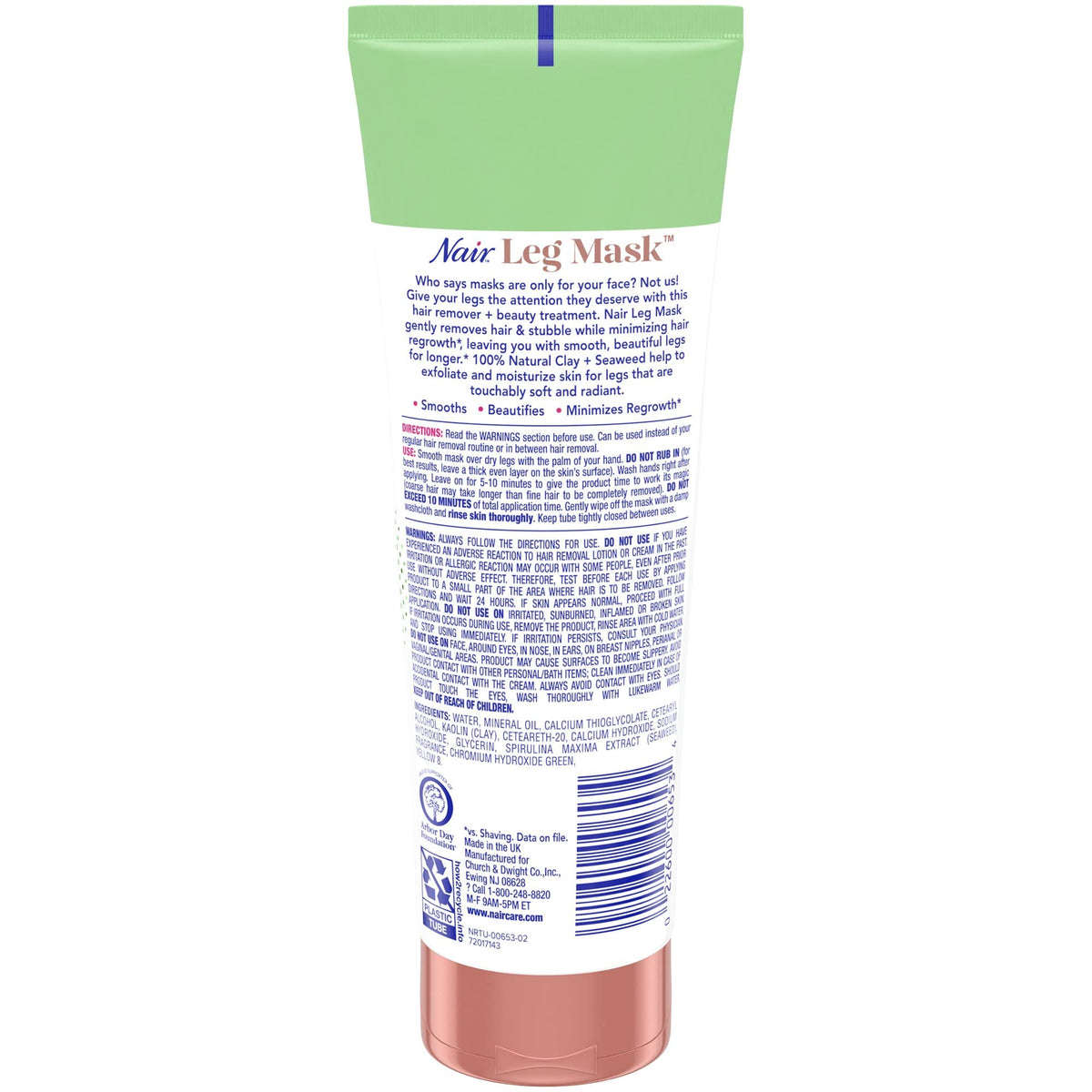Nair leg mask tube open with cream texture ready for application and easy spread