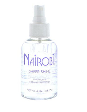 Nairobi placed among styling tools indicating heat protectant use