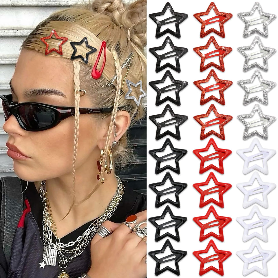 NAISKA front view of 24-piece star clip pack showing variety and gift-ready appeal