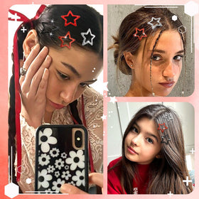 NAISKA clips paired with black-red outfit showcasing coordinated accessorizing