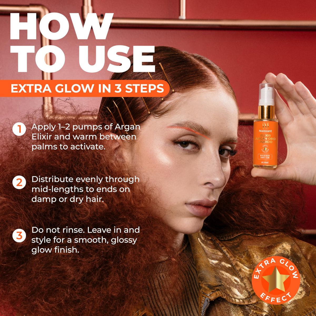 naissant finished styled hair in lifestyle scene, delivers soft shiny salon-like results