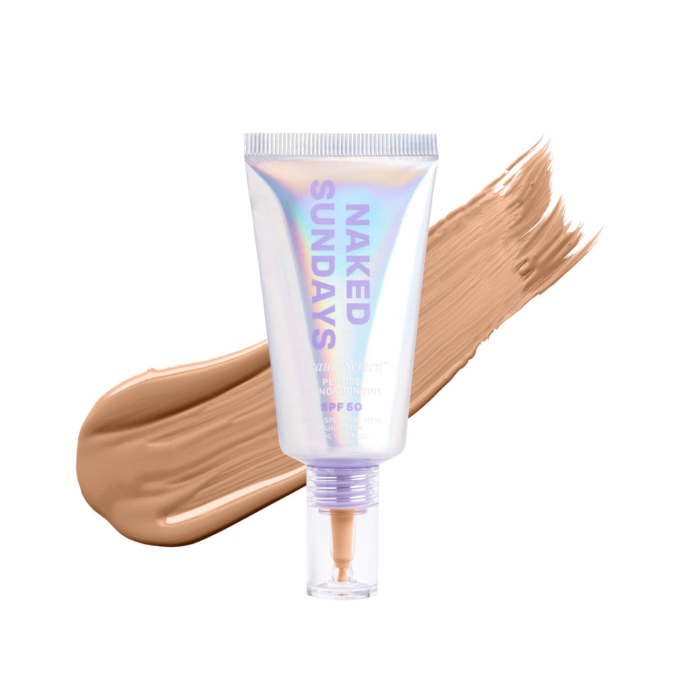 Naked Sundays front packaging showing tube and SPF 50 benefits