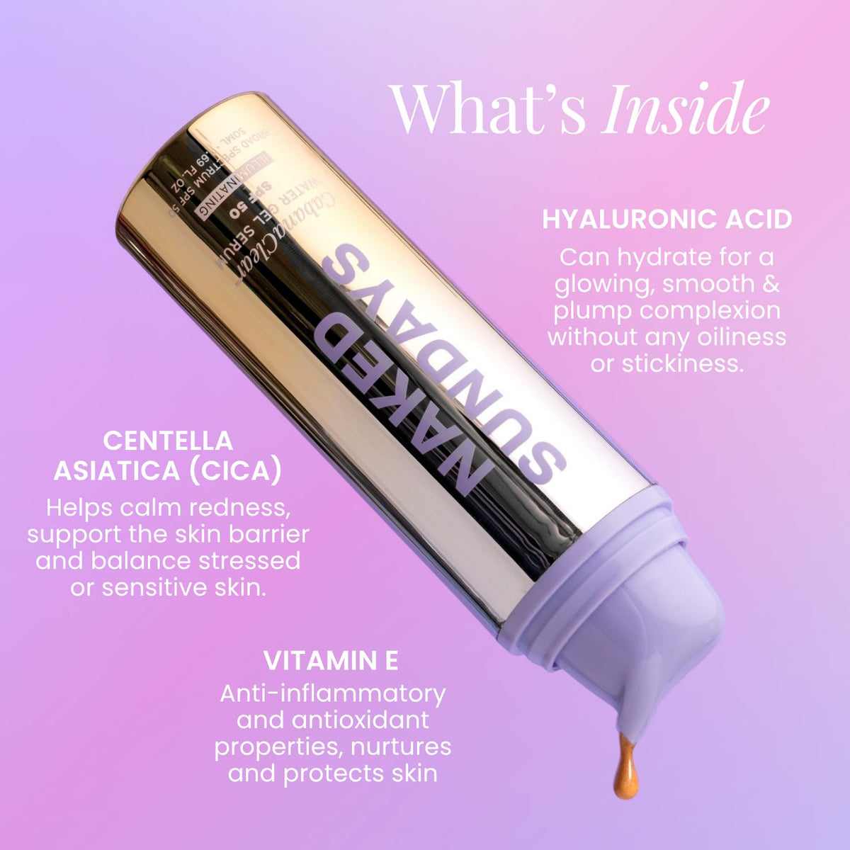 Naked Sundays serum spread on hand demonstrating fast absorption and glow benefit