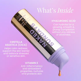 Naked Sundays serum spread on hand demonstrating fast absorption and glow benefit