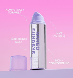 Naked Sundays pump dispensing water-gel texture for quick absorption