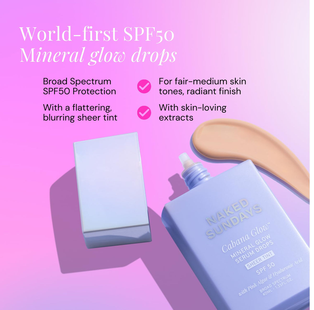Naked Sundays pump dispensing serum for easy, mess-free application
