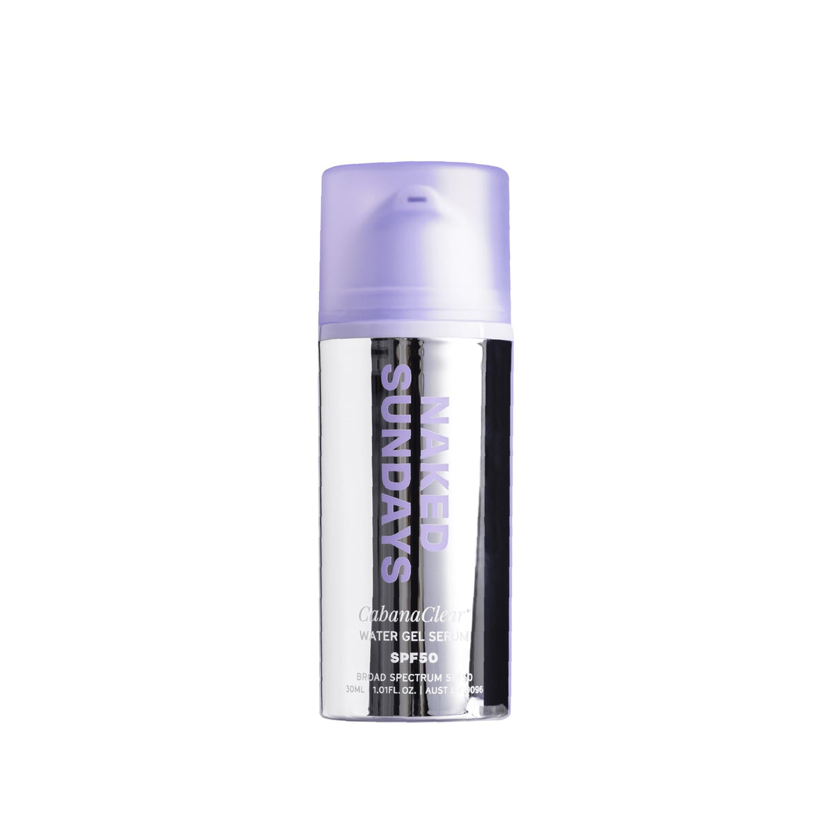 Naked Sundays front packaging showing CabanaClear SPF 50 and benefits